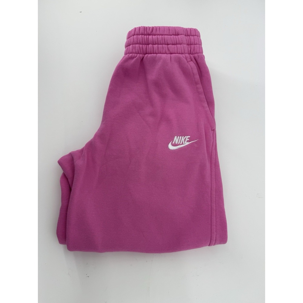 Nike Girls Pink Fleece Jogger Pants M Cotton Pockets Drawstring Pull-On - Picture 8 of 8